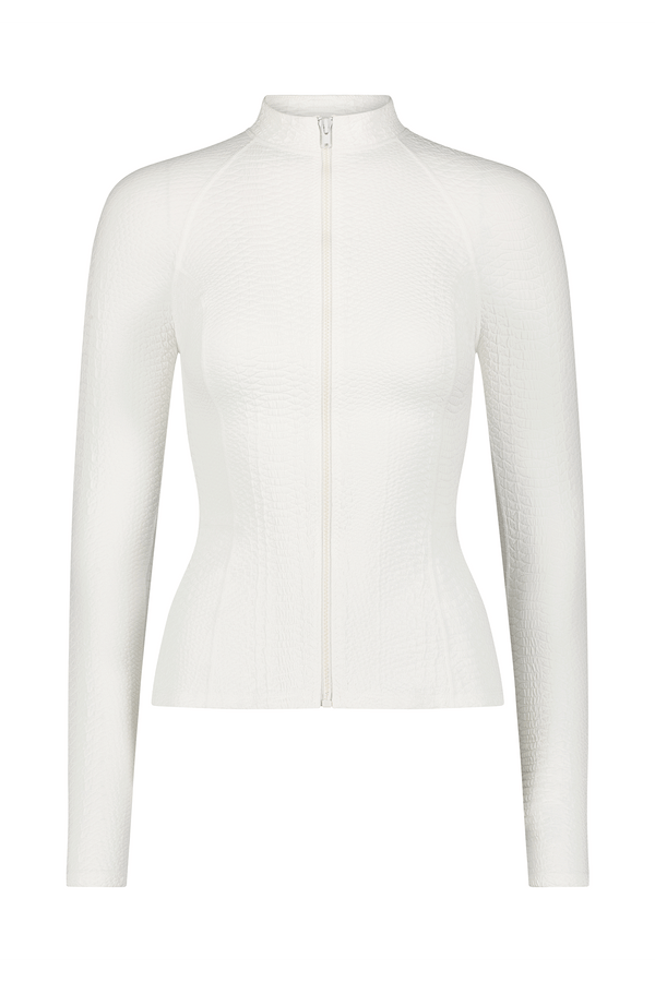 Textured White Athletic Jacket