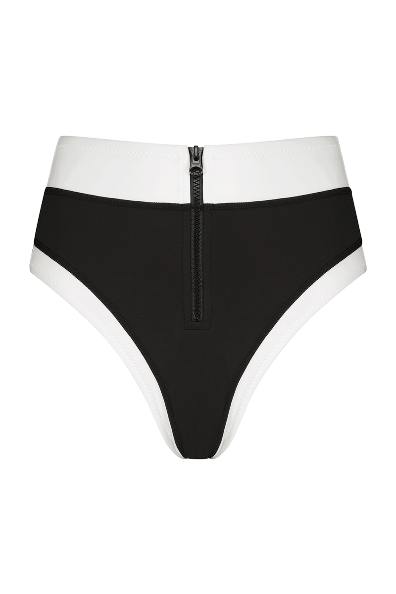 Black and White High Waisted Bikini Bottom