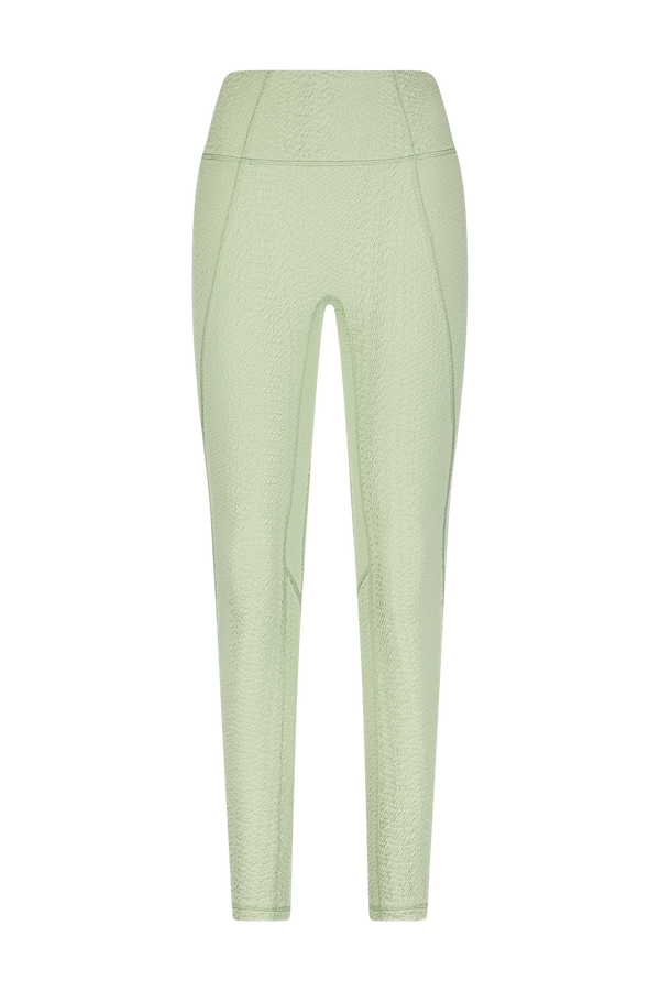 Jade Green Leggings in Faux Snakeskin Textured Fabric