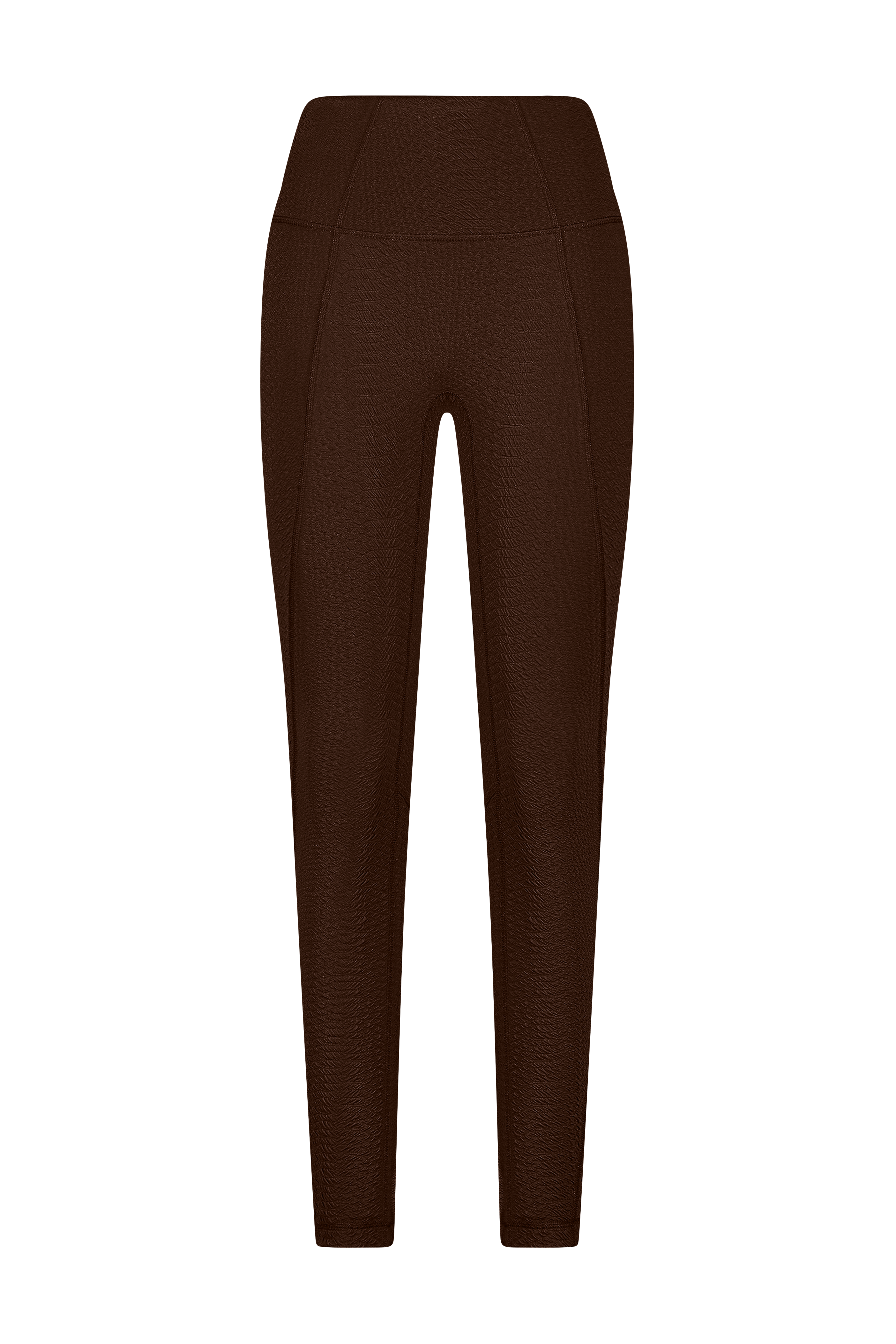 Brown Athletic Leggings in Textured Faux Snakeskin Fabric, Ava Legging - Chocolate