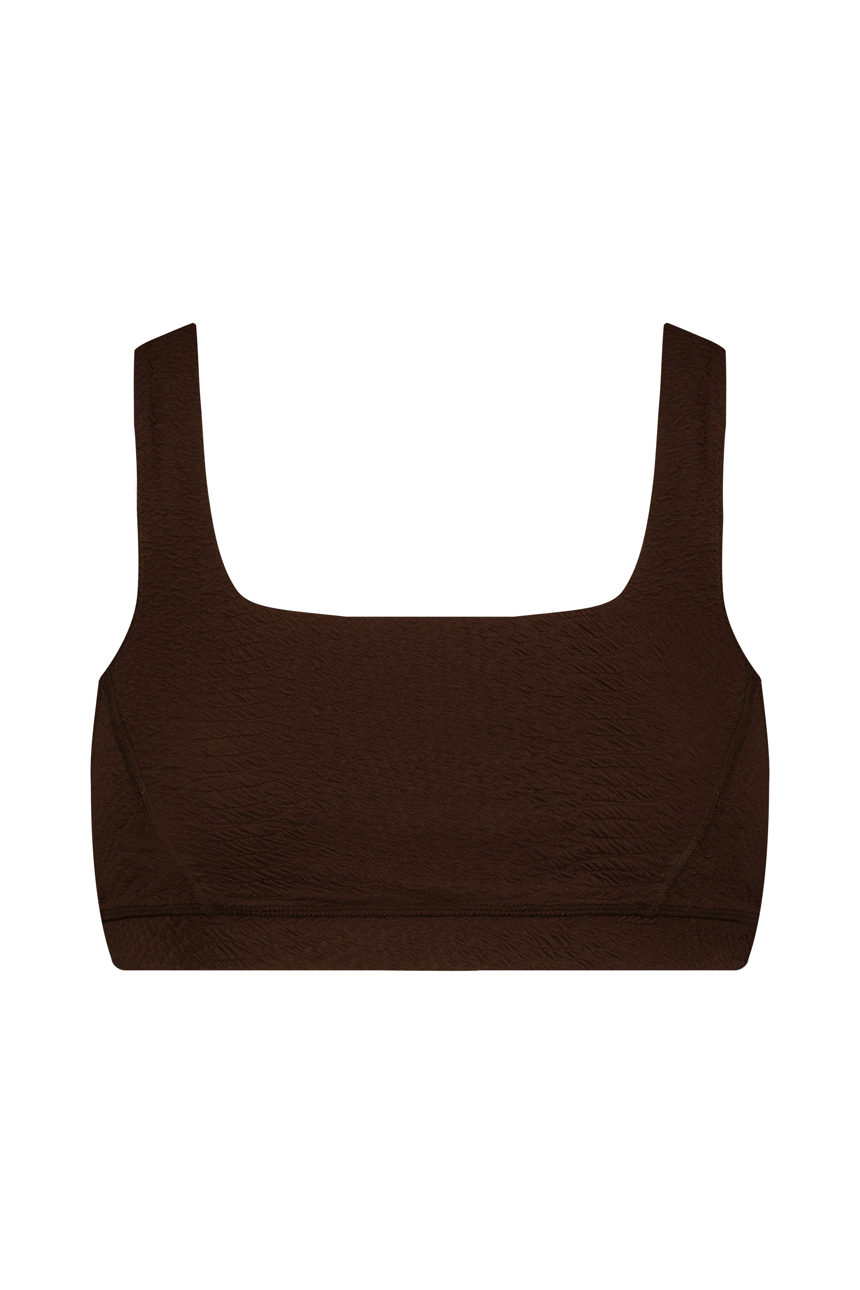 Brown Sports Bra in Textured Faux Snakeskin Fabric, Wilson Bra - Chocolate