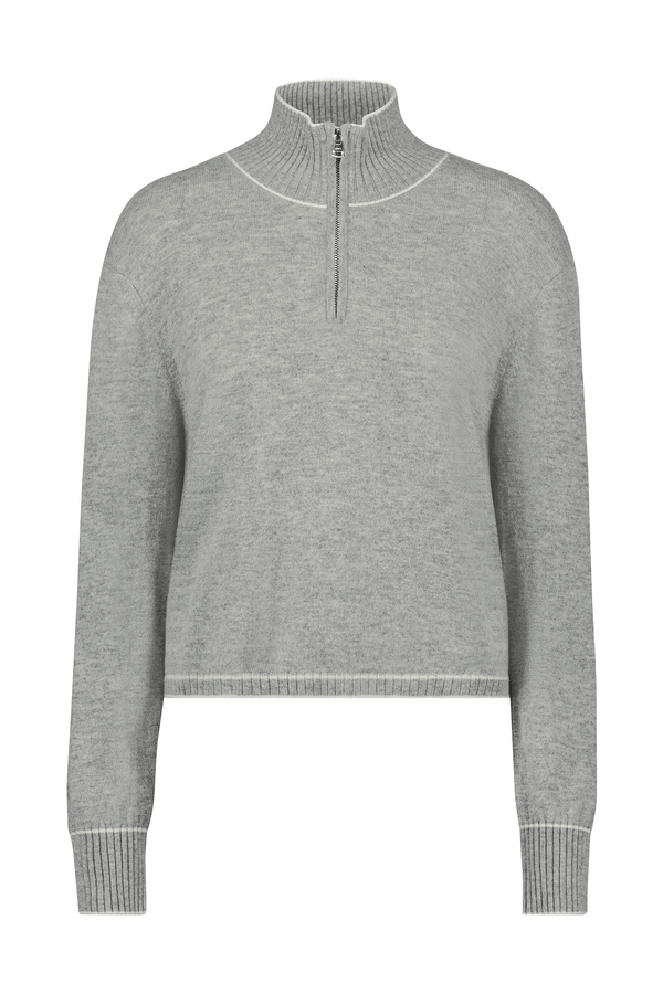 June Cashmere Lounge Half Zip Sweater Heather Grey