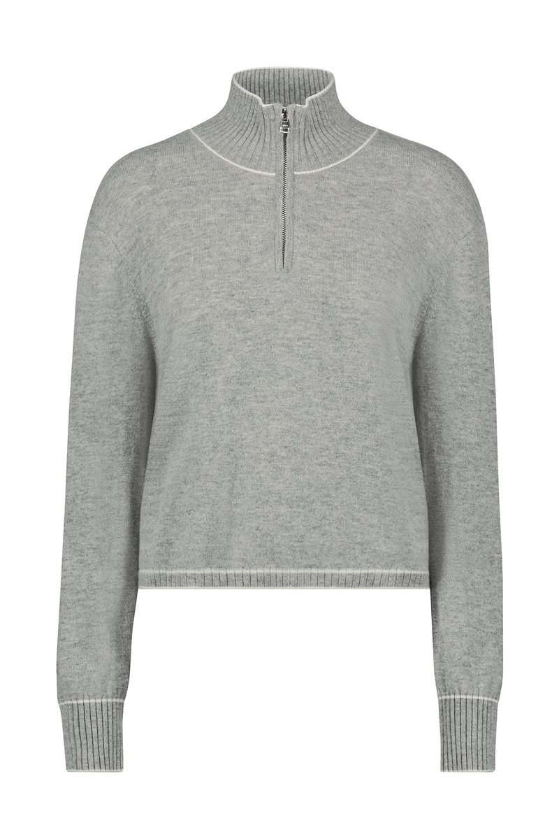 June Cashmere Lounge Half Zip Sweater Heather Grey