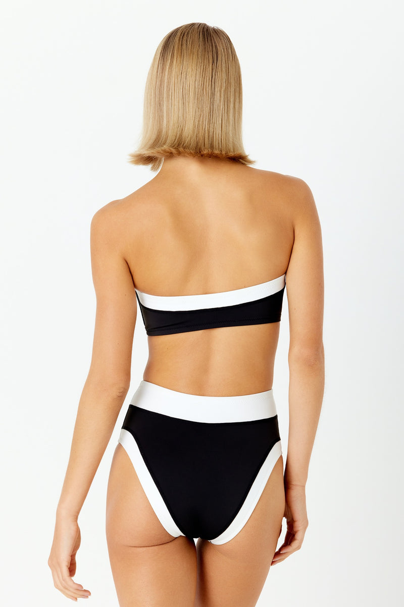 Black and White High Waisted Bikini Bottom