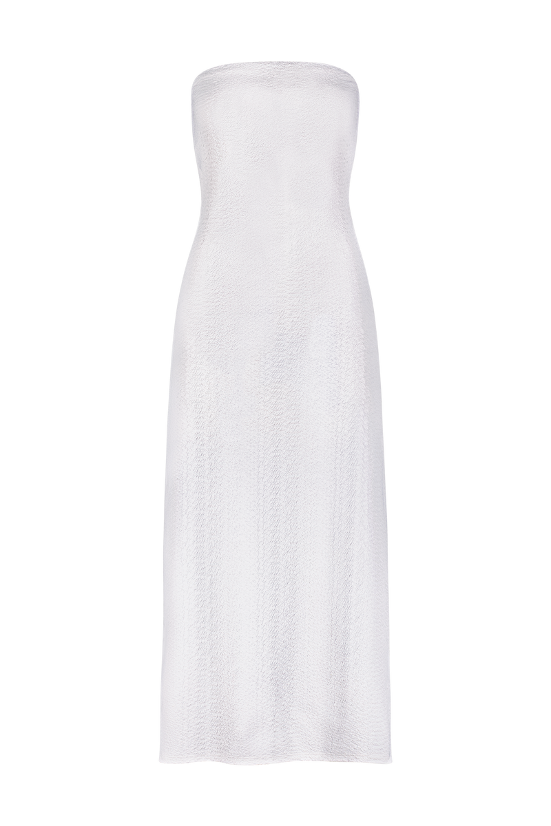 White Cover-Up Dress in Faux Snakeskin Textured Fabric