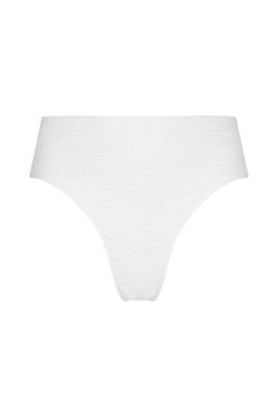 White Bikini Bottom in Textured Faux Snakeskin Fabric