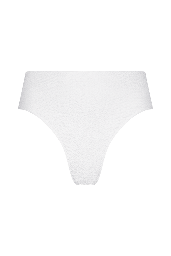 White Bikini Bottom in Textured Faux Snakeskin Fabric