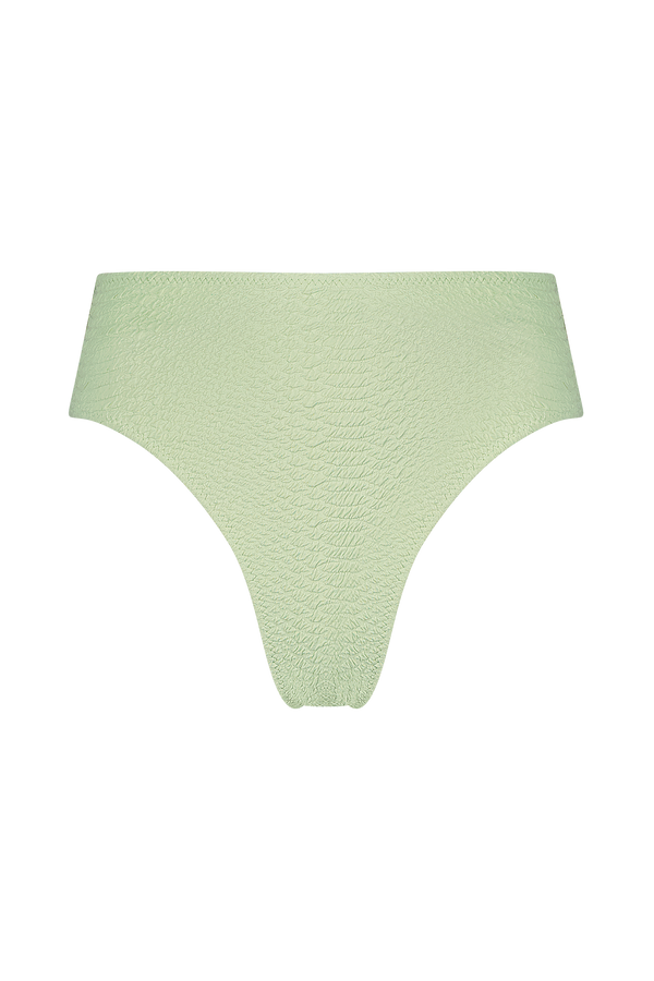 Jade Green Bikini Bottom in Textured Faux Snakeskin Fabric