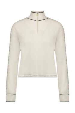 June Cashmere Lounge Half Zip Sweater Ivory White