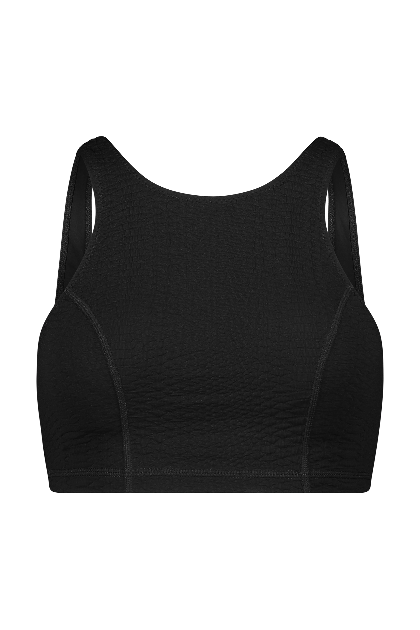 Textured Black Sports Bra Tank Top