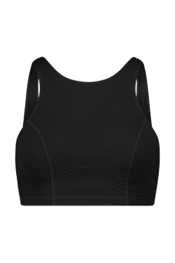 Textured Black Sports Bra Tank Top