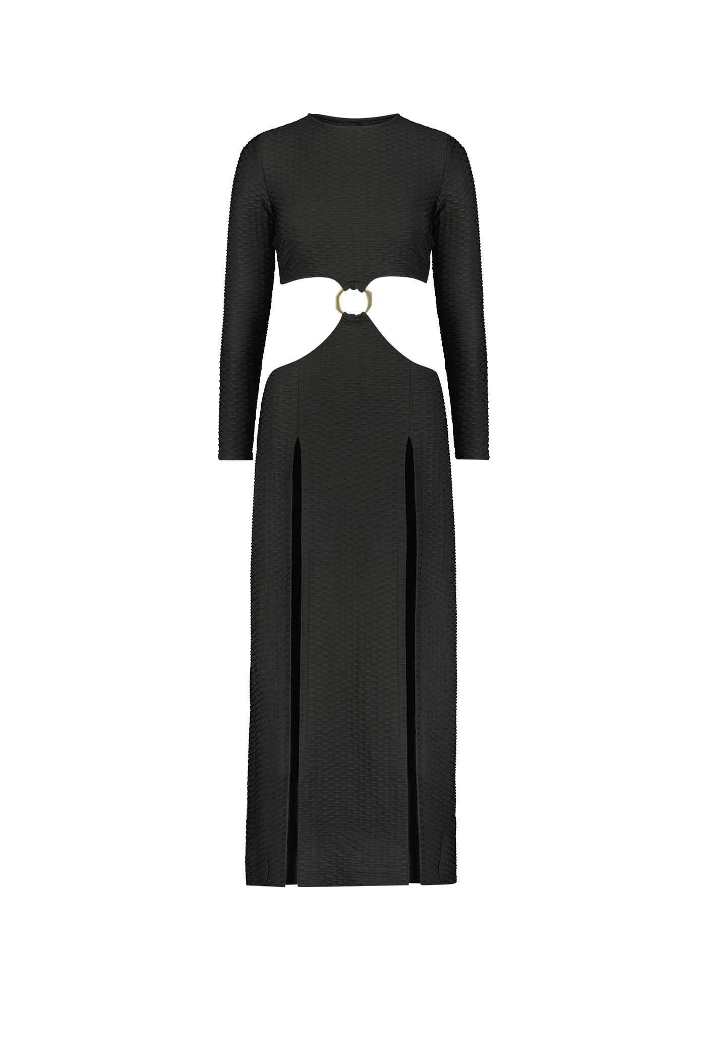 Black Maxi Dress with Gold Ring