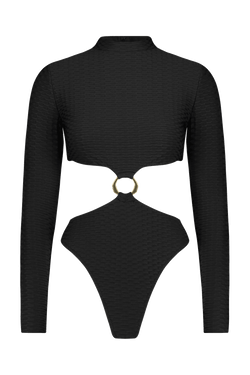 Black Scuba Surfsuit with Gold Ring