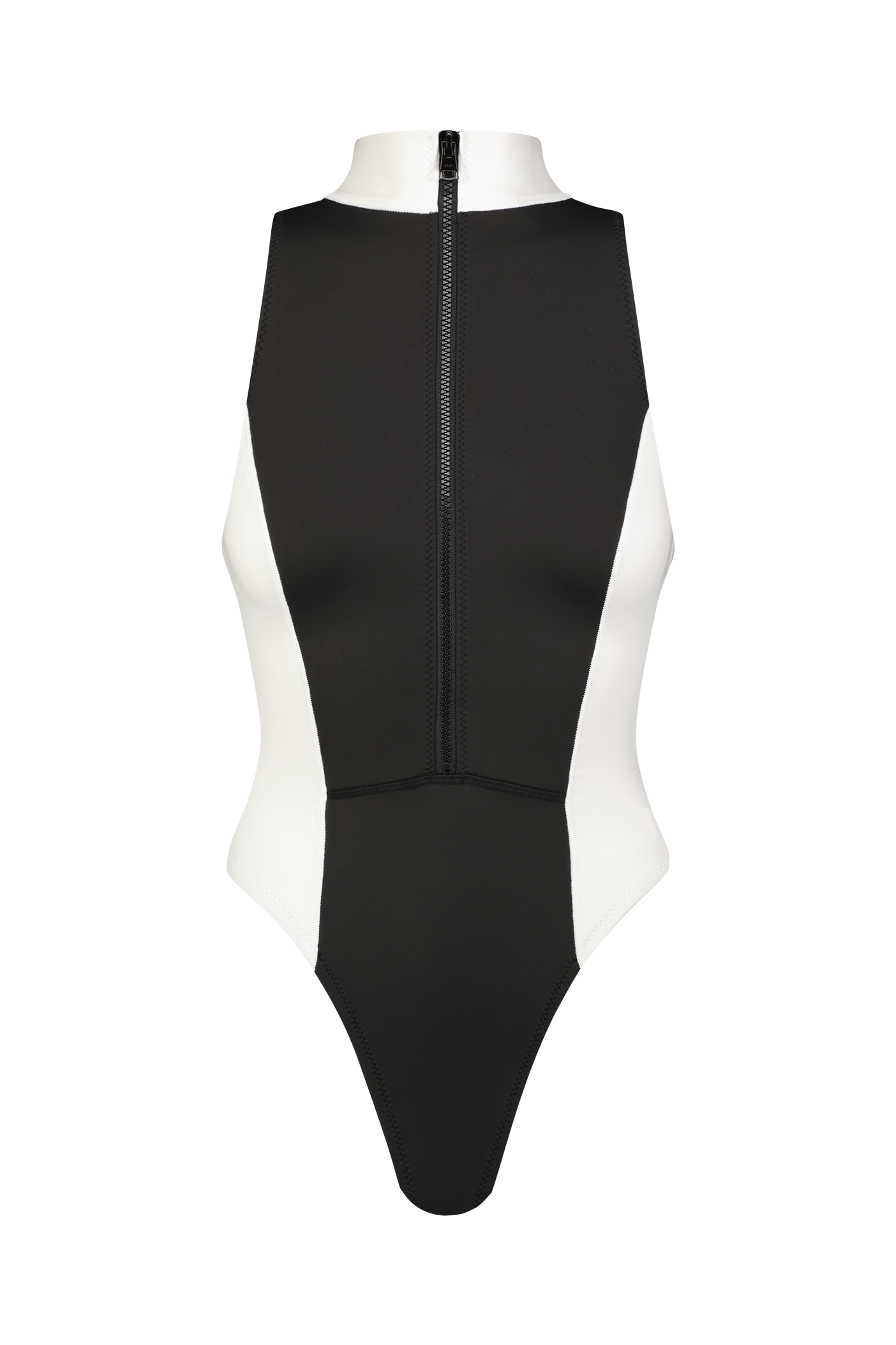 Tessa Scuba One Piece Surfsuit in Black and White Colorblock