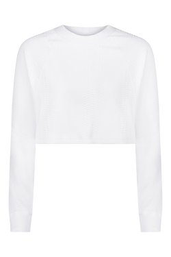 White Sport Pullover in Textured Fabric