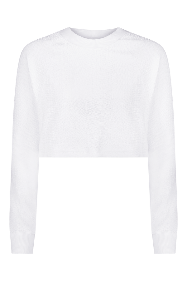 White Sport Pullover in Textured Fabric