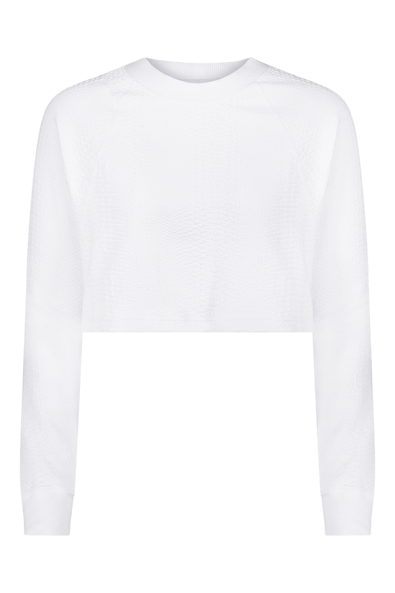 White Sport Pullover in Textured Fabric