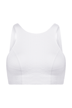 Textured White Sports Bra Tank Top