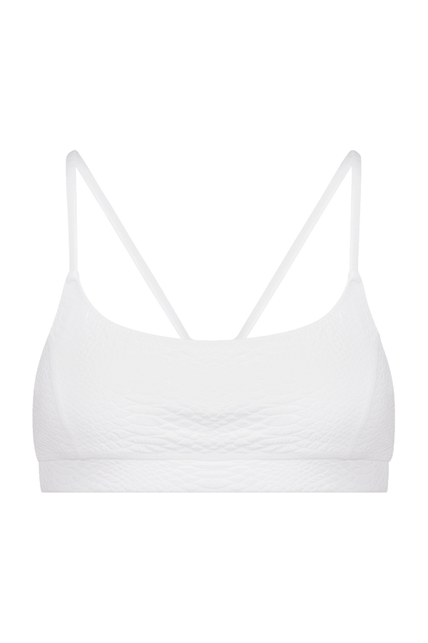 Textured White Sports Bra