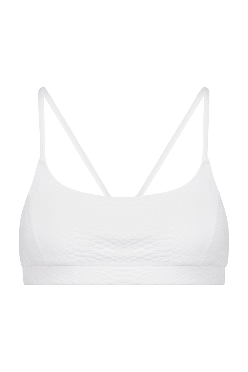 Textured White Sports Bra