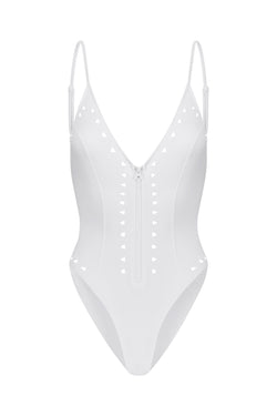 Alexandra One Piece Swimsuit in White Scuba