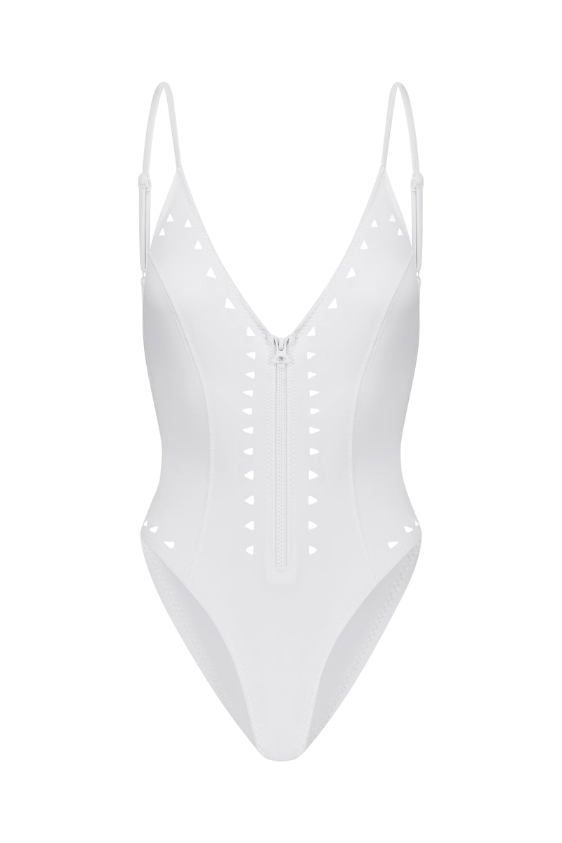 Alexandra One Piece Swimsuit in White Scuba