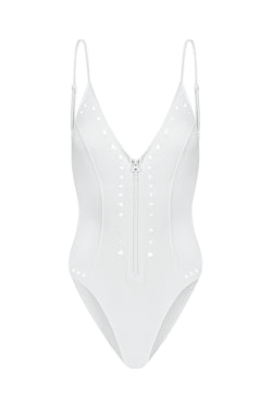 ALEXANDRA WHITE ONE-PIECE SCUBA SWIMSUIT FULL COVERAGE