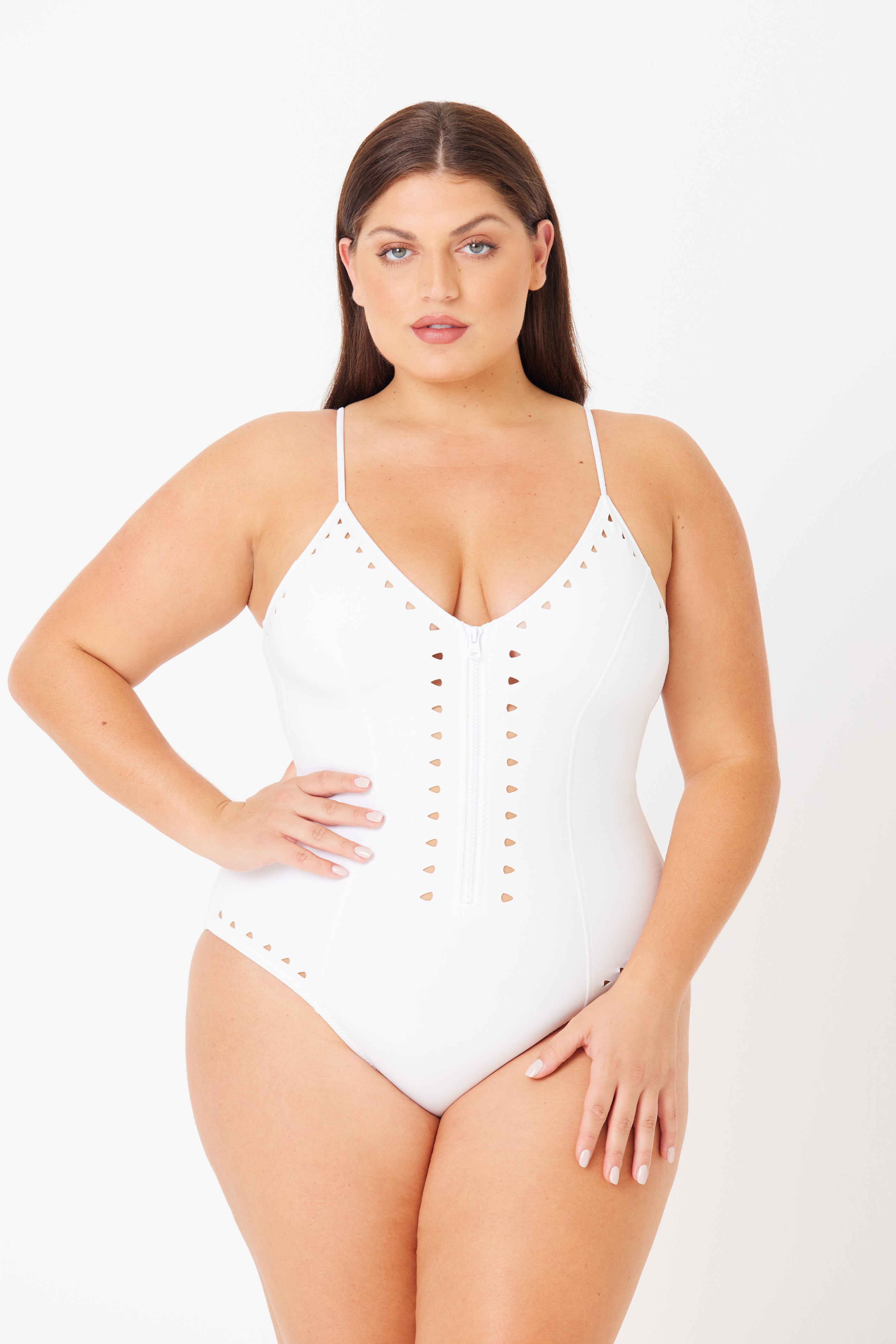 ALEXANDRA WHITE ONE-PIECE SCUBA SWIMSUIT FULL COVERAGE