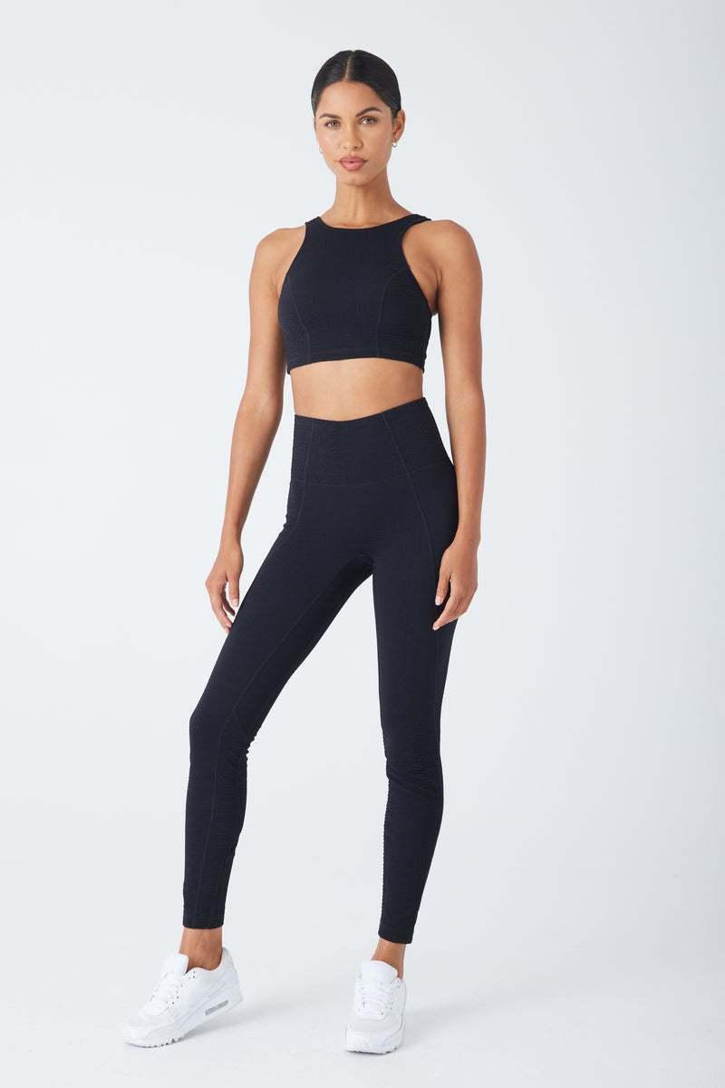 Textured Black Sports Bra Tank Top