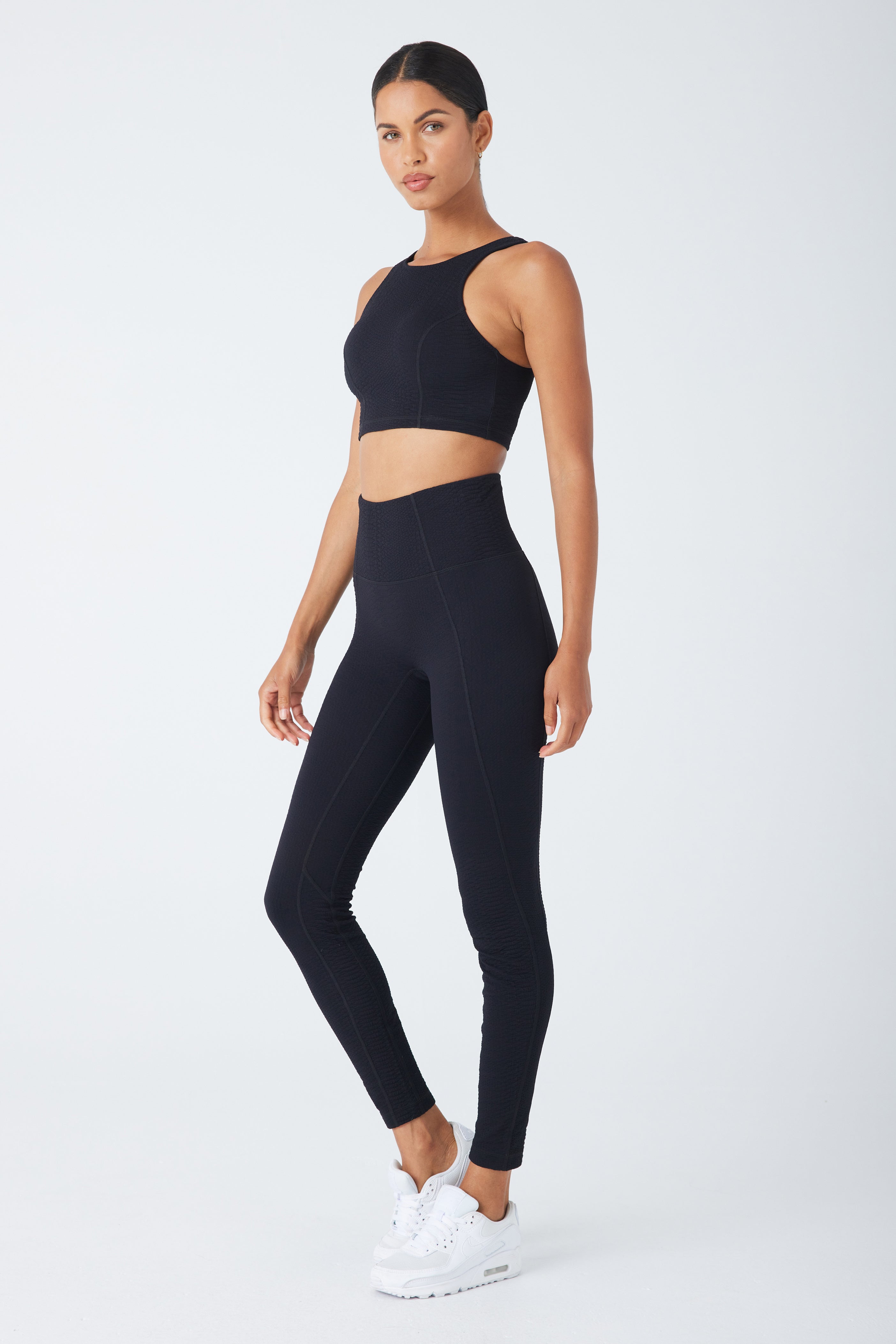 Textured Black Sports Bra Tank Top