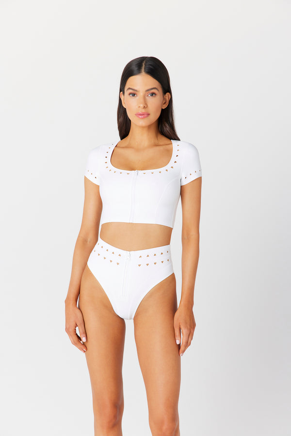 Jennifer White Swim Crop Top