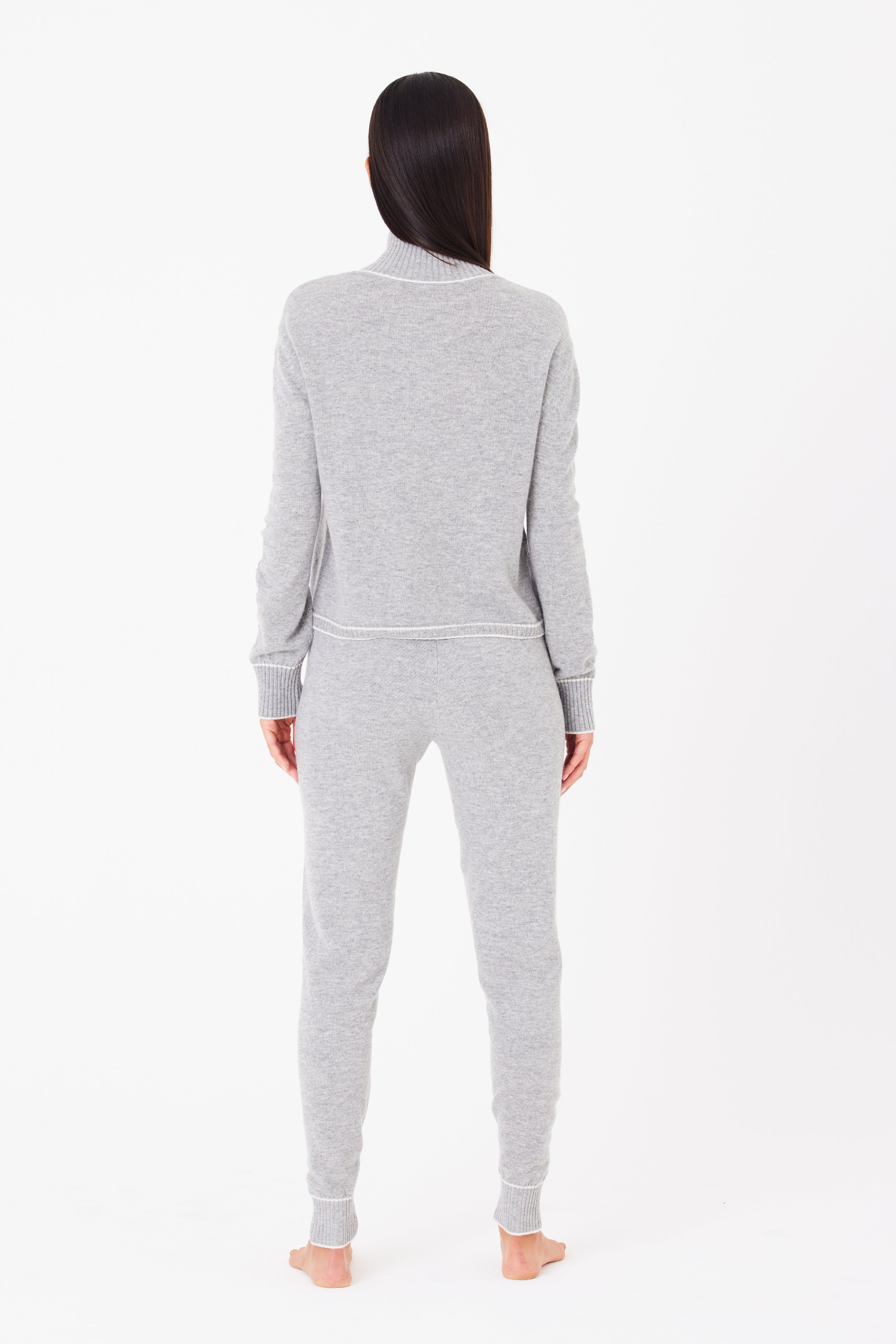 June Cashmere Lounge Half Zip Sweater Heather Grey