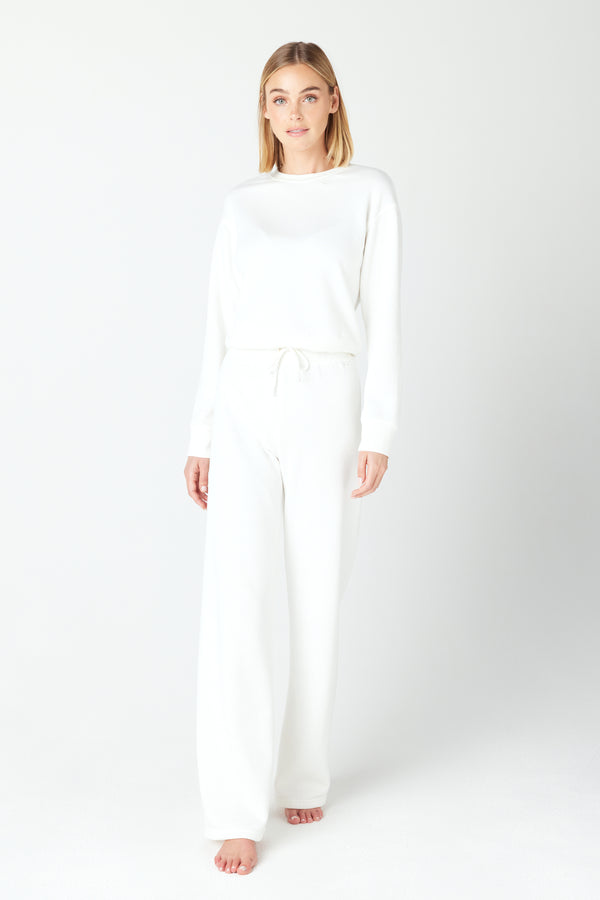 White Fleece Lounge Pullover