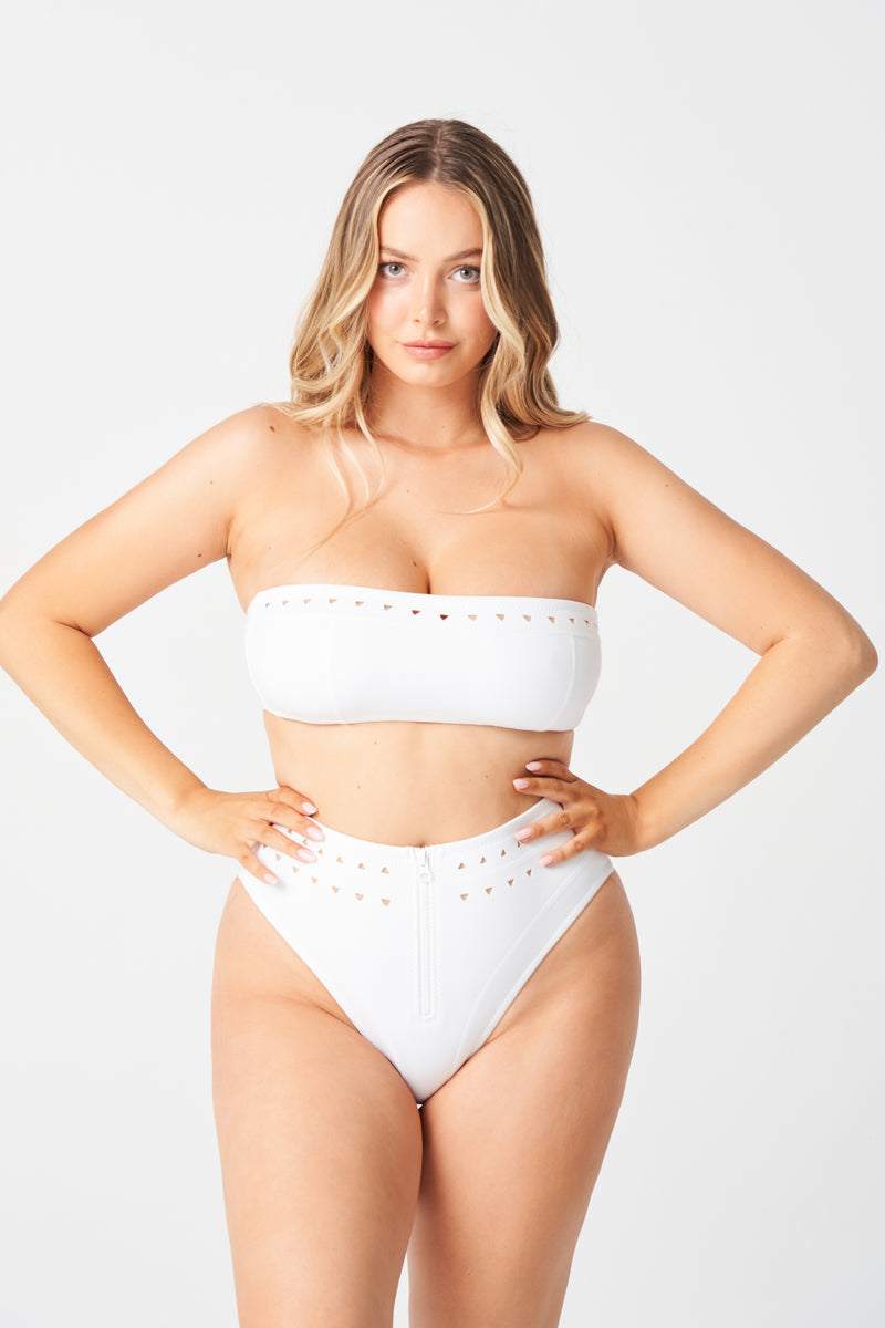 White High Waisted Bikini Bottom